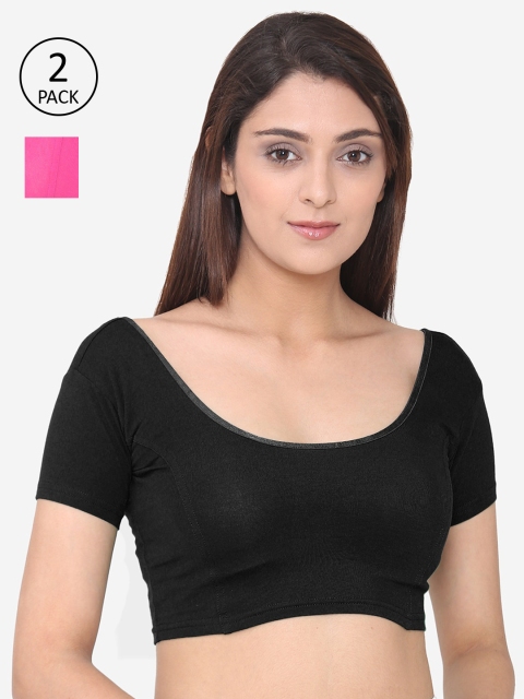 

Vami Women Pack Of 2 Assorted Solid Stitched Saree Blouses