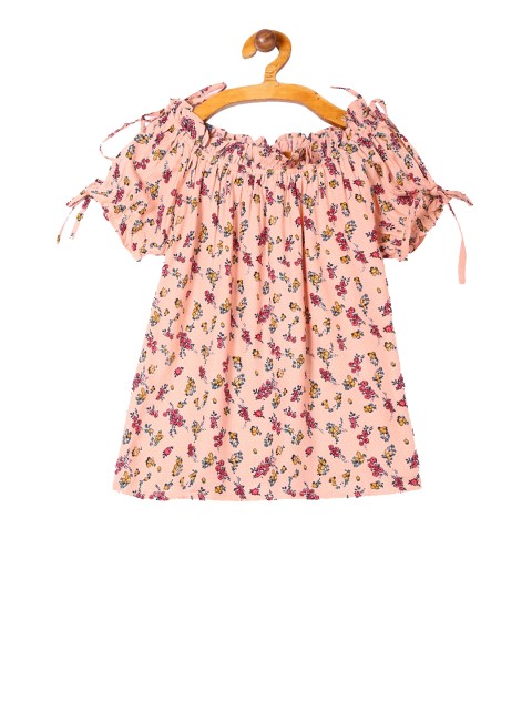 

Cherokee Girls Pink Floral Printed Off-Shoulder Top