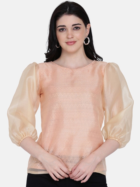 

Eavan Women Peach-Coloured Self Design Top