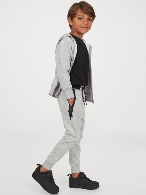 

H&M Boys Grey & Black Solid Piqu Joggers