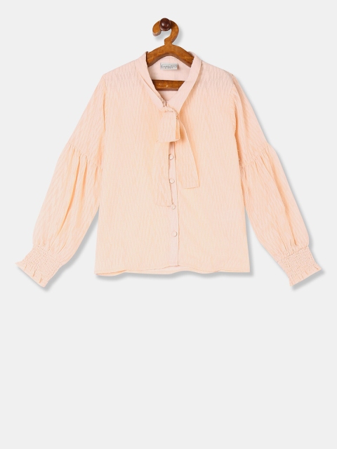 

Cherokee Girls Beige Solid Dobby Top