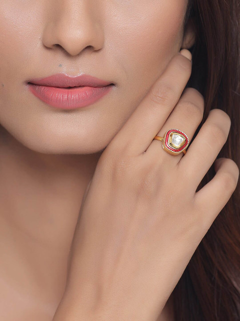 

Tistabene Gold-Plated AD-Studded Uncut Polki Ring