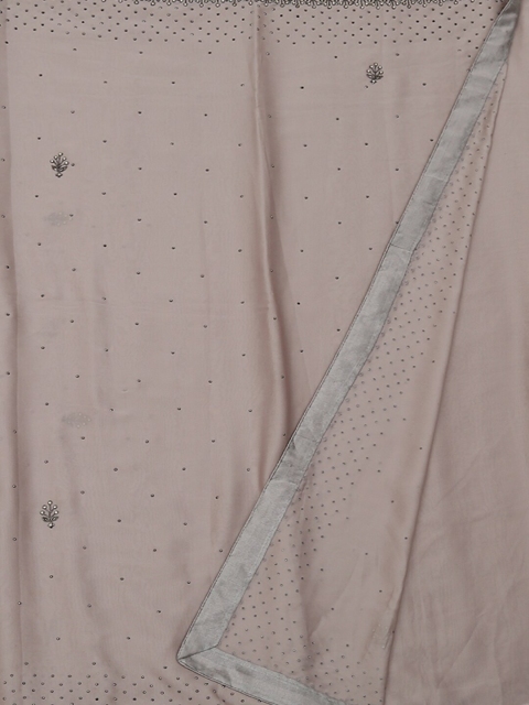 Pothys Silver-Toned Embroidered Poly Georgette Saree