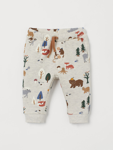 

H&M Beige Printed Cotton Joggers