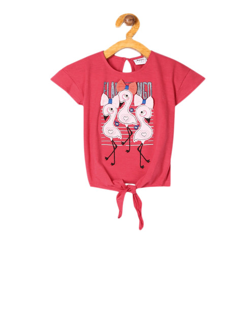 

Donuts Girls Pink Appliqued Pure Cotton Top