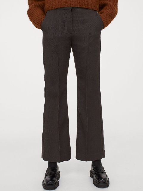 H&M Women Brown Solid Flared Suit Trousers