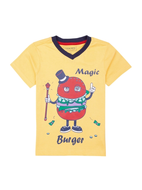 

Cherokee Boys Yellow & Blue Printed V-Neck T-shirt