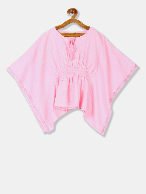 

Cherokee Girls Pink Solid Kaftan Top