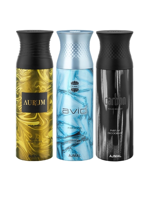 

Ajmal Unisex Pack of 3 Aurum Avid Carbon Deodorant Spray - 200 ml each, Multi