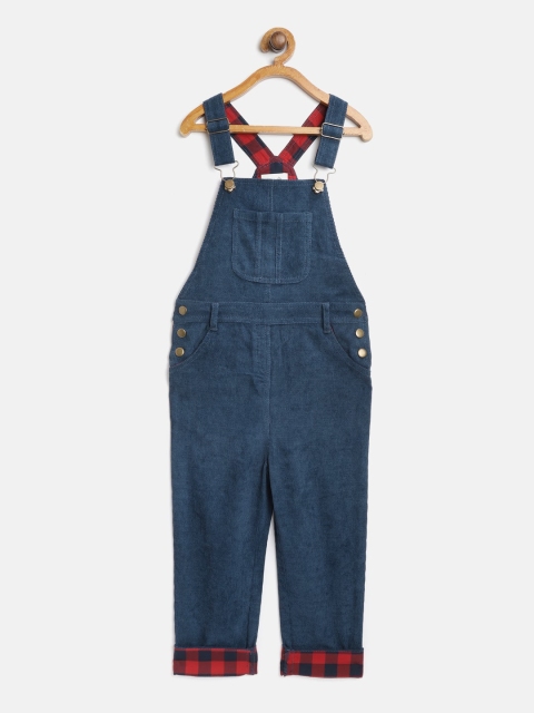 

Cherry Crumble Unisex Kids Blue Solid Straight-Leg Denim Playground Dungarees