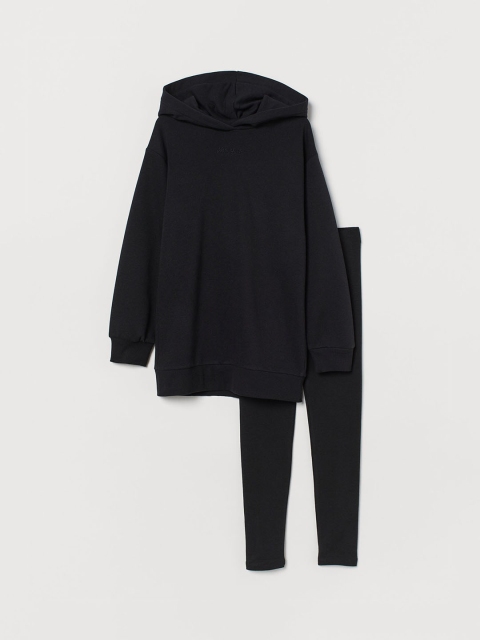 

H&M Girls Black Solid 2-Piece Set