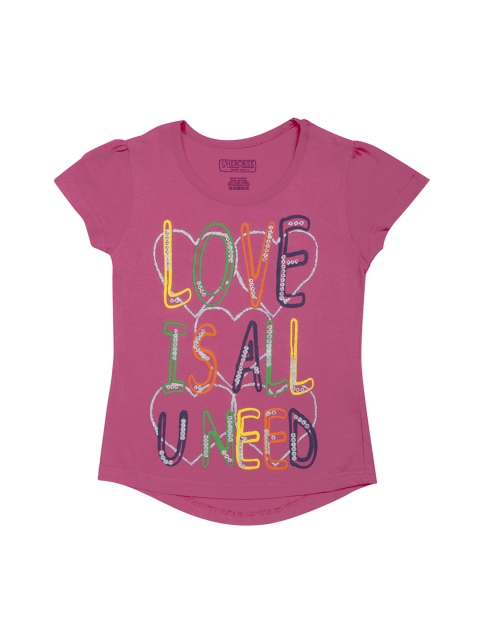 

Cherokee Girls Pink Glitter Print Top