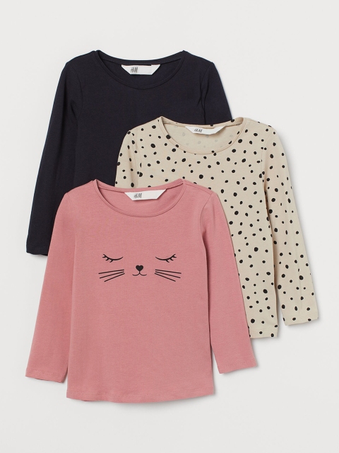 

H&M Girls Multicoloured 3-Pack Jersey Tops, Multi