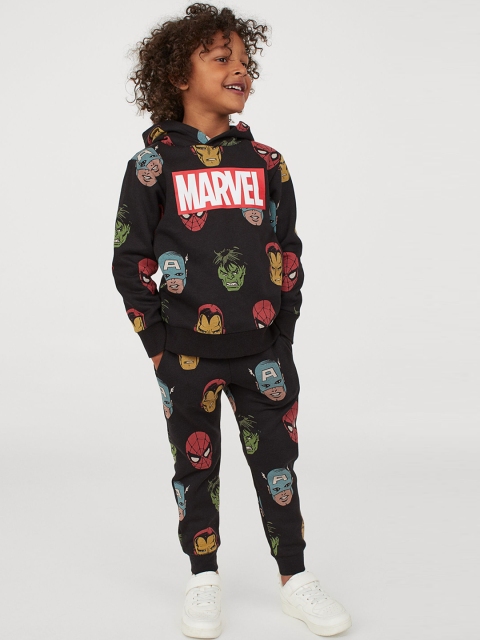 

H&M Boys Black & Red Marvel Printed Sweatpants
