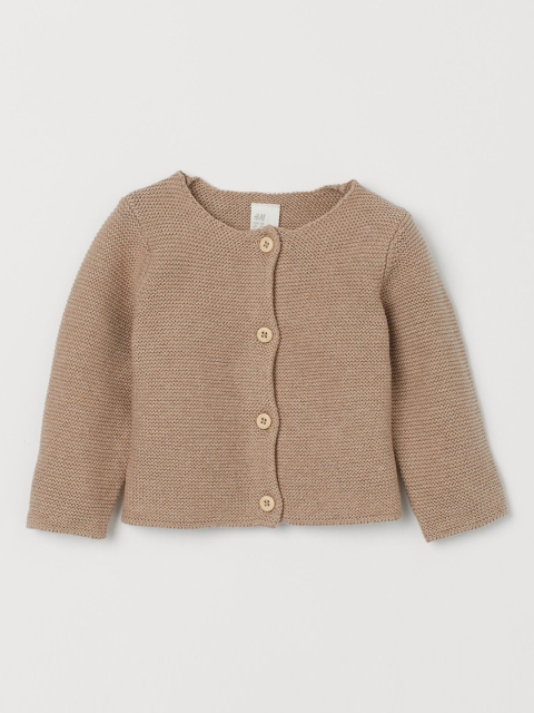 

H&M Girls Beige Garter-stitched Cardigan