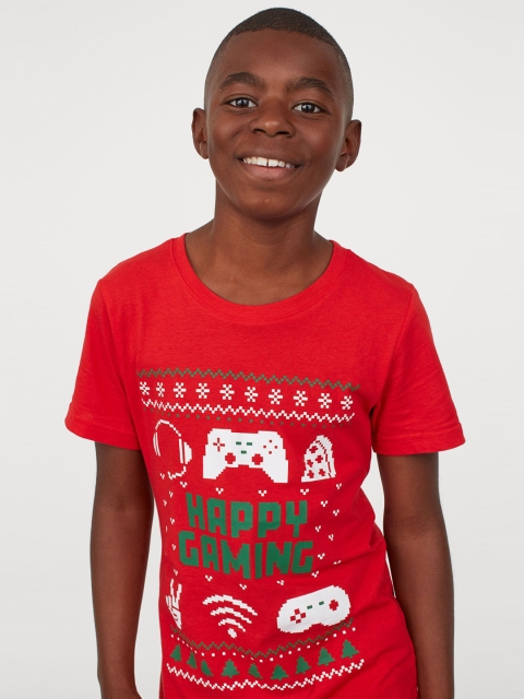 

H&M Boys Red & White Printed T-shirt