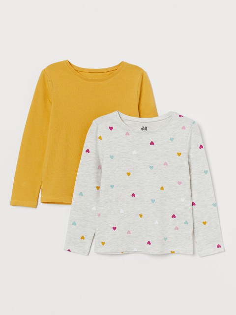

H&M Girls 2-Pack Long-Sleeved T-Shirts, Yellow