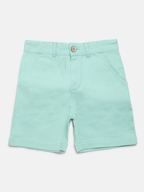 

Cherry Crumble Boys Sea Green Solid Regular Shorts