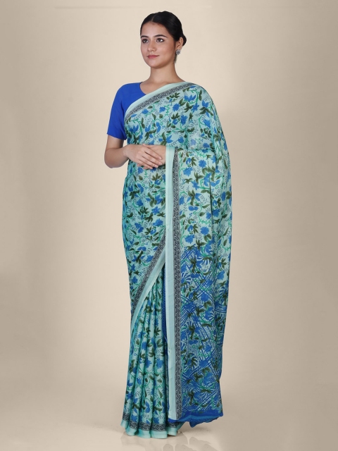 

Hastakala Blue & Black Cotton Blend Printed Handloom Ikat Saree