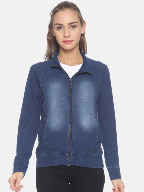 

Campus Sutra Women Blue Solid Windcheater Denim Jacket