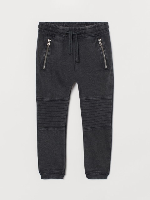 

H&M Boys Charcoal Grey Washed Biker Joggers