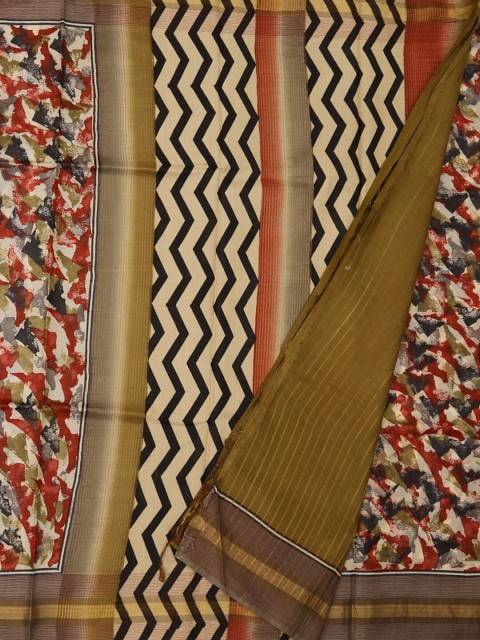

Pothys Green & Beige Pure Silk Printed Saree