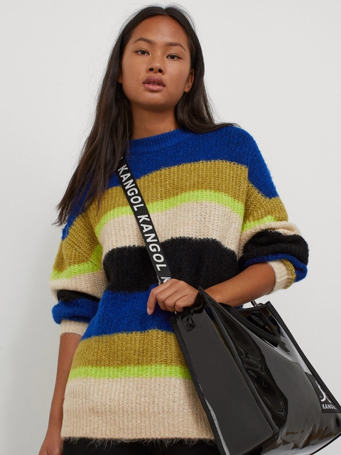 

H&M Women Multi-Coloured Striped Oversized Jumper