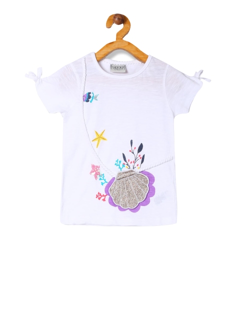 

Cherokee Girls White Applique Pure Cotton Top