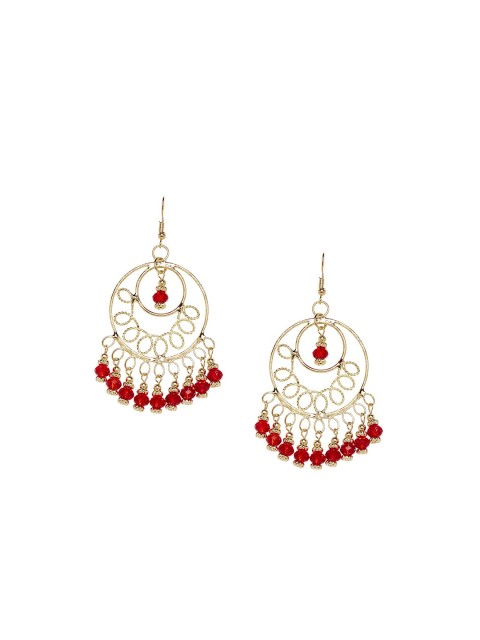 

ZeroKaata Gold-Plated & Red Handcrafted Dome Shaped Jhumkas