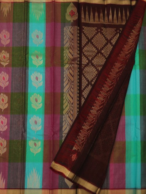

Pothys Green & Maroon Pure Silk Woven Design Saree