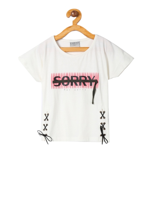 

Cherokee Girls White Printed Pure Cotton Top