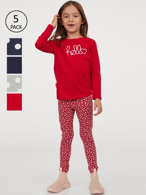 

H&M Girls 5-Pack Leggings, Red