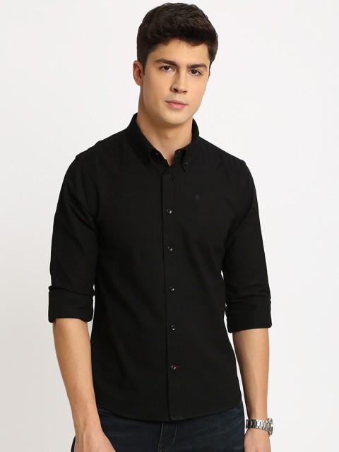 

TED HARBOR Men Black Slim Fit Solid Casual Shirt