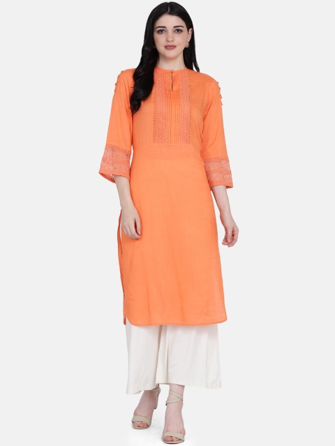 

Ojjasvi Women Coral Yoke Design Straight Kurta