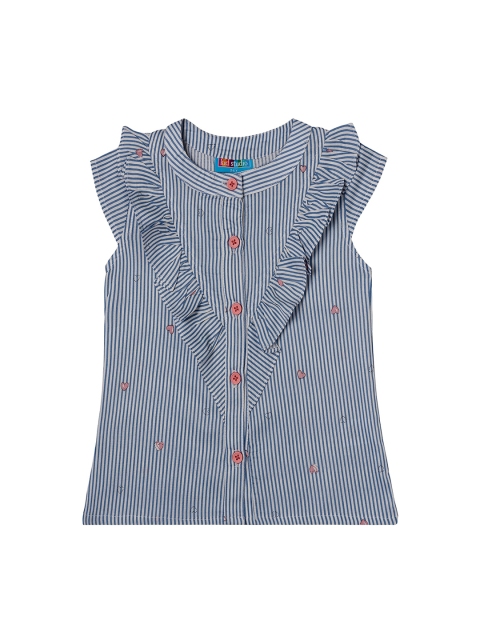 

Kid Studio Girls Blue Striped Shirt Style Top