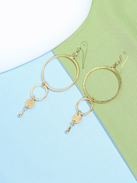 

ZeroKaata Gold-Toned Circular Drop Earrings
