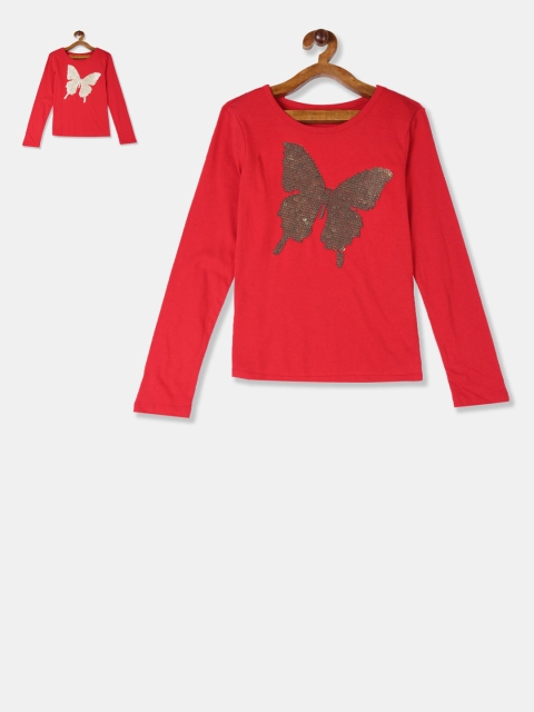 

GAP Girls Red Flip Sequinned Round Neck T-shirt