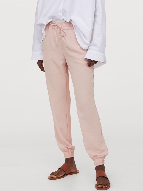 

H&M Women Pink Solid Pull-On Trousers
