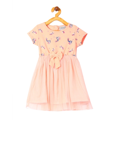 

Cherokee Girls Orange Printed A-Line Dress