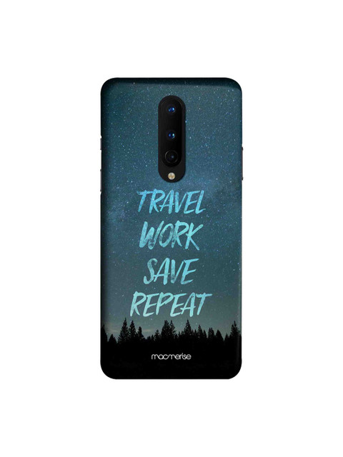 

macmerise Blue & Black Travel Work Save Repeat OnePlus 8 Back Case