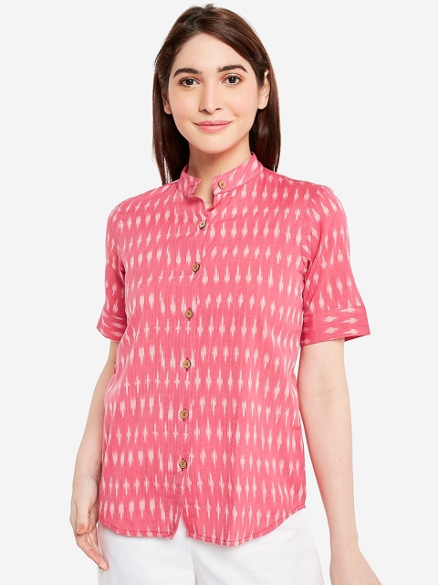 

Desi Weavess Women Pink Regular Fit Printed Casual Shirt