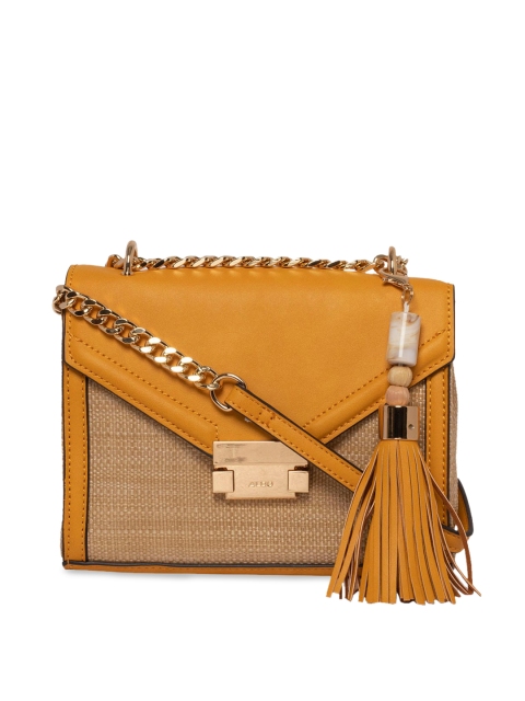 

ALDO Mustard Yellow & Beige Colourblocked Sling Bag