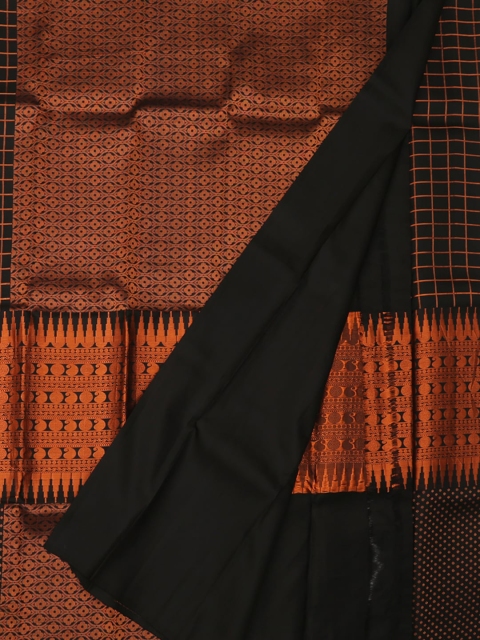 

Pothys Black & Copper Vasundhara Pattu Pure Silk Printed Saree