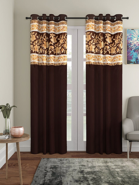

VRINDA Brown Set of 2 Long Door Curtains