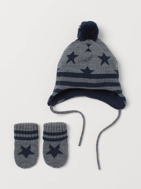 

H&M Kids Grey Hat And Mittens