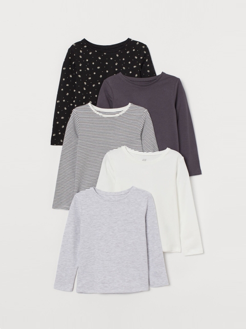 

H&M Girls Multicoloured 5-Pack Jersey Tops, Multi