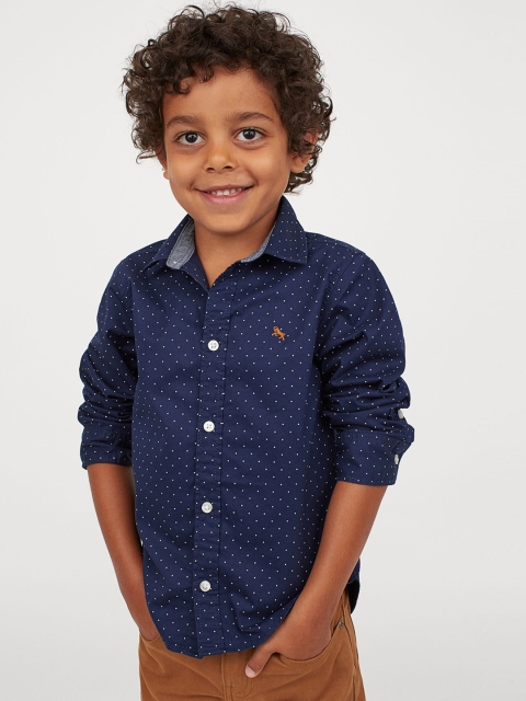 

H&M Boys Blue Solid Cotton Shirt