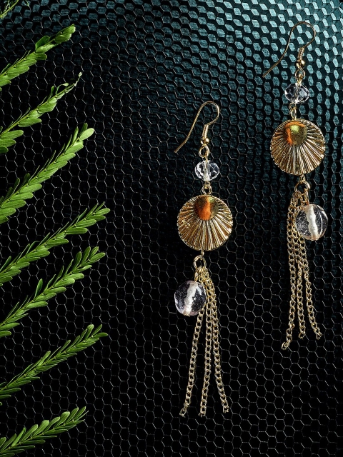

ZeroKaata Gold-Toned Contemporary Drop Earrings