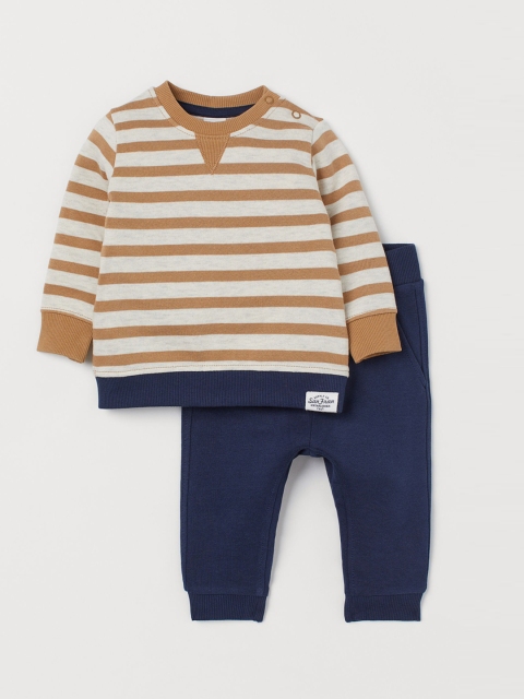

H&M Infant Boys Brown & Navy Blue Sweatshirt And Joggers