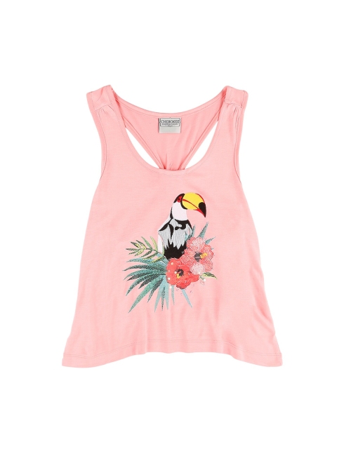 

Cherokee Girls Pink Embroidered Tank Top
